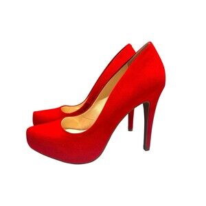 Jessica Simpson Red Suede Parisah Platform Stiletto Heels Pumps 7.5